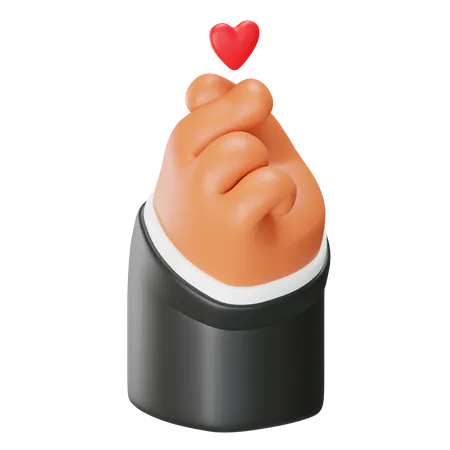 Finger Heart Hand Gesture  3D Icon
