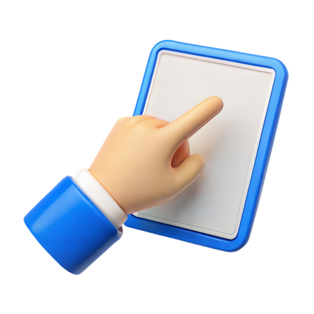 Finger Pointing on Tablet Screen  3D Icon