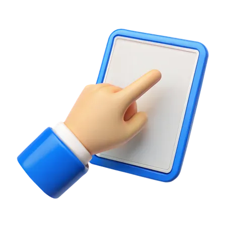 Finger Pointing on Tablet Screen  3D Icon