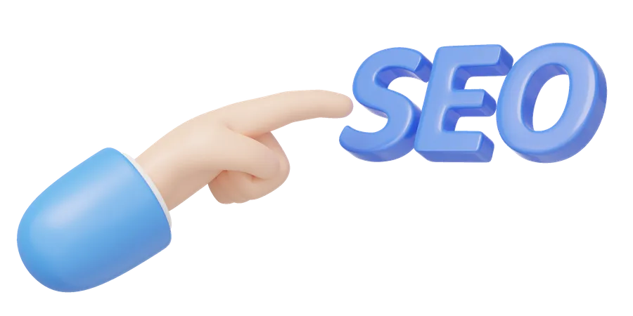 3 D Finger Pointing At SEO Floating Isolated On Transparent Businessmans Hand And Search Engine Optimization Icon Marketing Online E Commerce Concept Cartoon Minimal 3 D Rendering 3D Icon