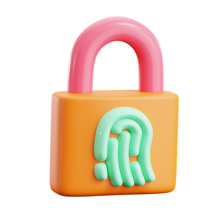 Finger Print With Pedlock  3D Icon