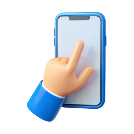 Finger Touching Mobile Screen  3D Icon