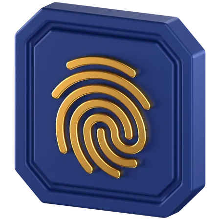 3 D Icon Of A Blue And Gold Fingerprint Scanner 3D Icon