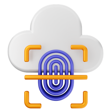 Fingerprint Cloud Internet Security  3D Icon