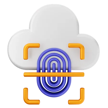 Fingerprint Cloud Internet Security  3D Icon