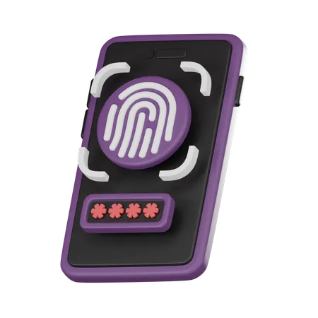 Showcasing Mobile Fingerprint Password Security Ensuring Data Protection And User Authentication Ideal For Tech 3 D Render Illiustration 3D Icon