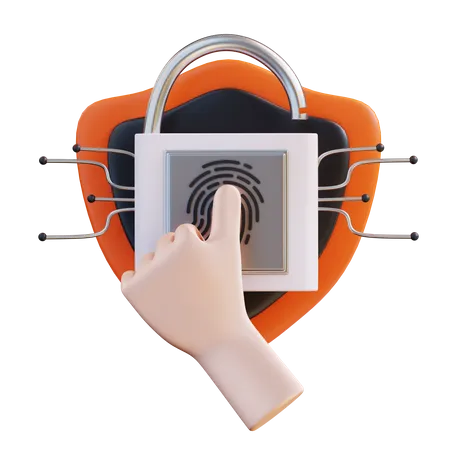 3 D Illustration Fingerprint Lock 3D Icon