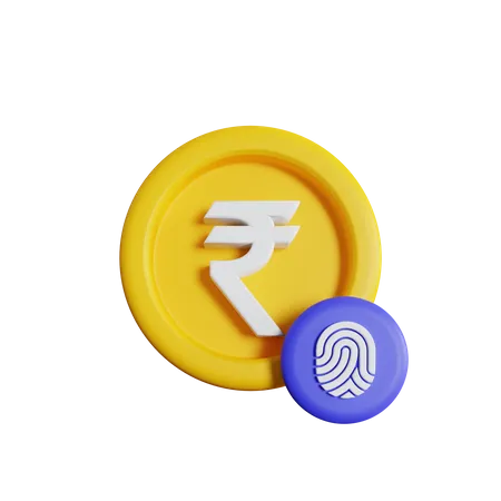 Fingerprint Rupee  3D Icon