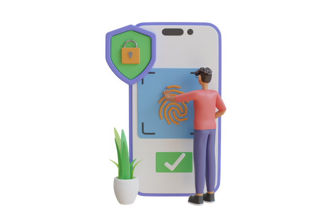 Fingerprint Scanning  3D Illustration