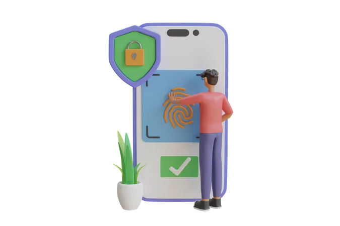 Fingerprint Scanning  3D Illustration