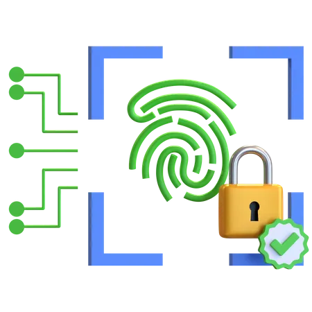 Fingerprint Security 3D Illustration