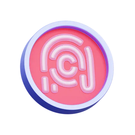 Fingerprint Security Badge  3D Icon