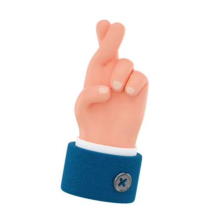 Fingers Crossed Hand Gesture  3D Icon