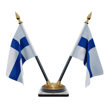 Finland Double Desk Flag Stand  3D Icon