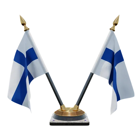 Finland Double Desk Flag Stand  3D Illustration