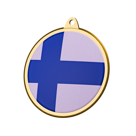 Finland Flag Medal Badge  3D Icon