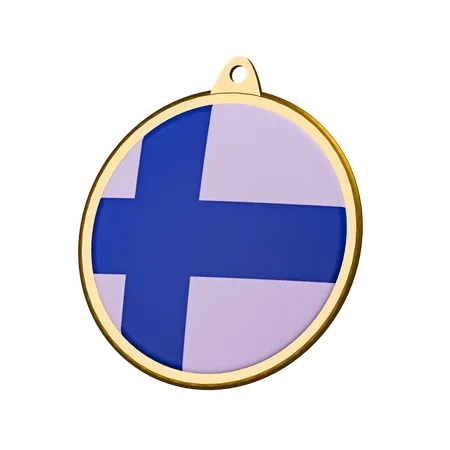 Finland Flag Medal Badge  3D Icon