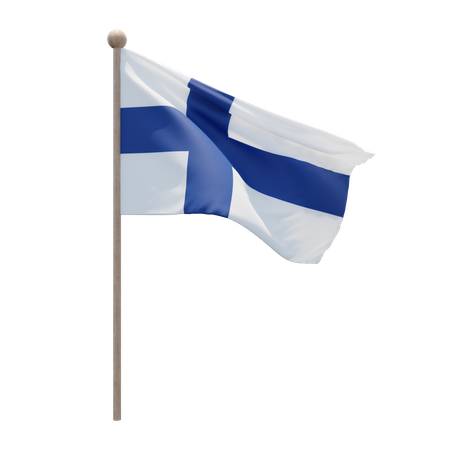 Finland Flag Pole  3D Flag