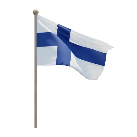 Finland Flag Pole  3D Illustration