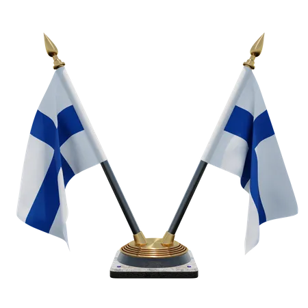 Support de drapeau de bureau double Finlande  3D Flag