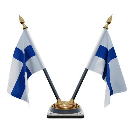 Suporte de bandeira de mesa duplo (V) da Finlândia  3D Icon