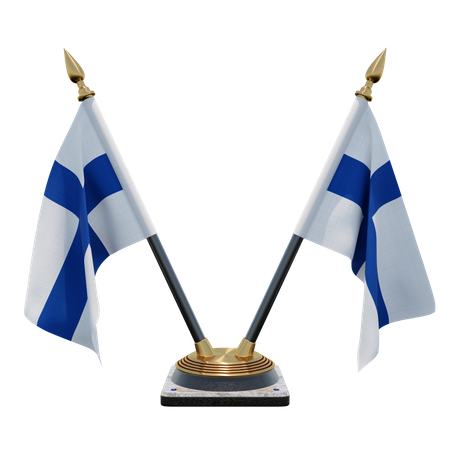 Doppelter Tischflaggenständer für Finnland  3D Flag