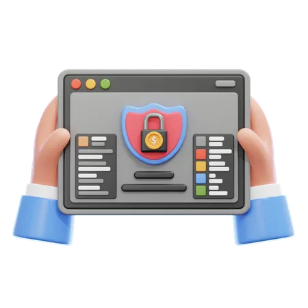 A Hand Holding A Tablet With A Shield Suitable For Cybersecurity Data Protection Online Security Concepts And Technology Related Designs Perfect For Website Banners Social Media Posts And Presentations 3D Icon