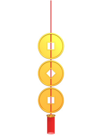 Fio de moeda de ouro chinês  3D Illustration