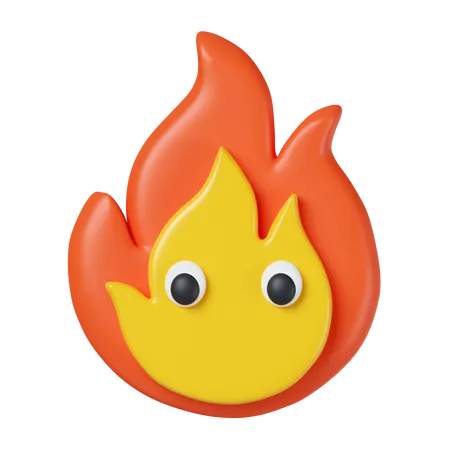 3 D Emoji Flame Fire Symbol Energy And Power Concept Icon Isolated On Gray Background 3 D Rendering Illustration Clipping Path 3D Icon
