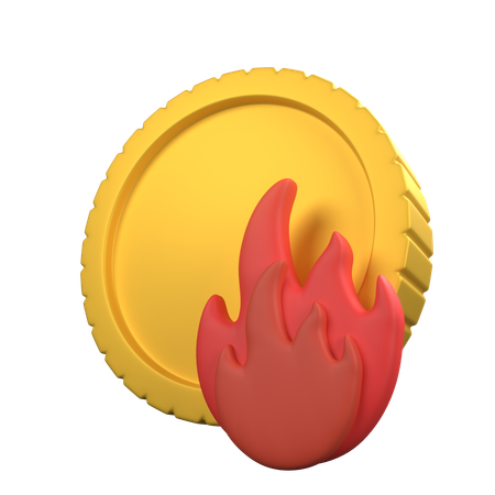 Fire coin  3D Icon