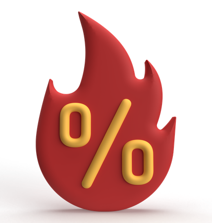 Fire Discount  3D Icon