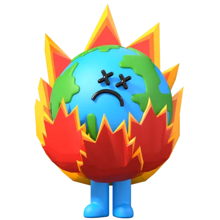 Fire Earth  3D Illustration