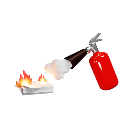 Fire Extinguisher Extinguishing Burning Business Project Clearing The Blockage At Work Deadline  3D Icon