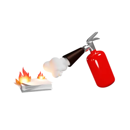 Fire Extinguisher Extinguishing Burning Business Project Clearing The Blockage At Work Deadline 3D Illustration