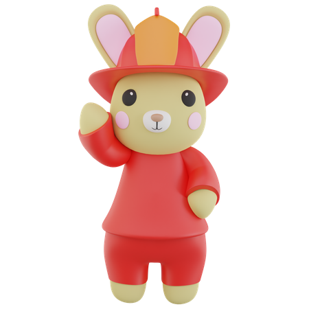 Fire Fighter Rabbit  3D Icon
