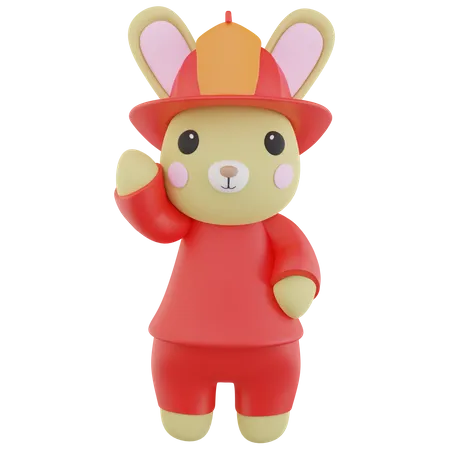 Fire Fighter Rabbit  3D Icon