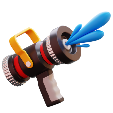 Fire Hose Nozzle Spraying Water  3D Icon