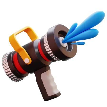 Fire Hose Nozzle Spraying Water  3D Icon
