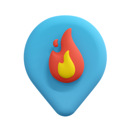 Fire Location Pin  3D Icon