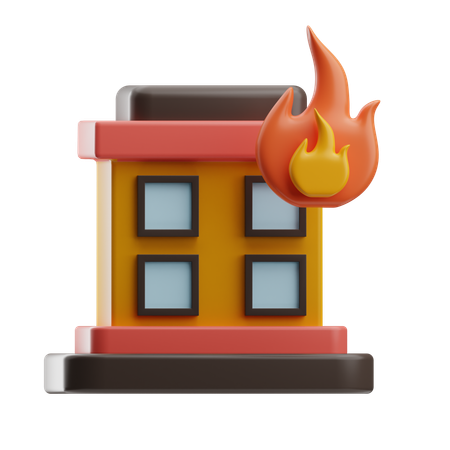 Fire On Home  3D Icon