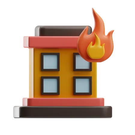 Fire On Home  3D Icon