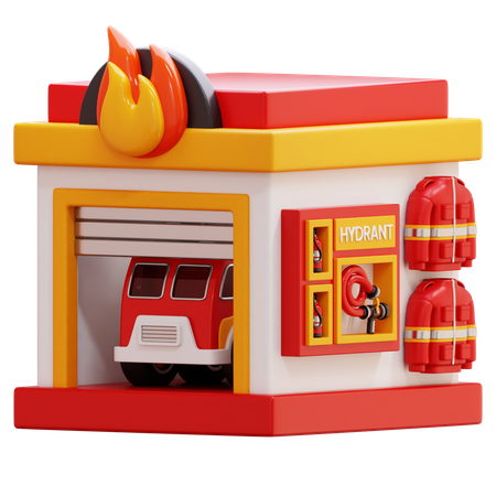Fire Station  3D Icon