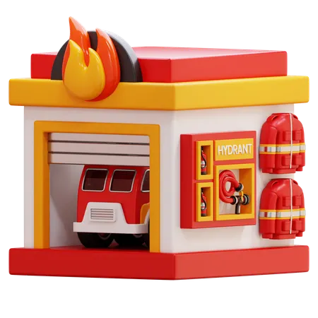 Fire Station  3D Icon