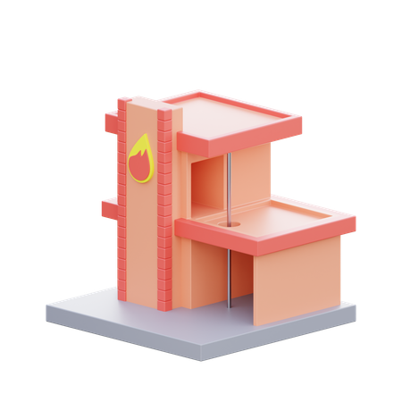 Fire Station  3D Icon