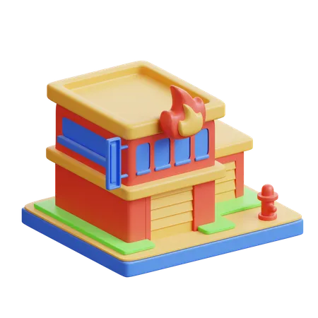 Fire Station  3D Icon