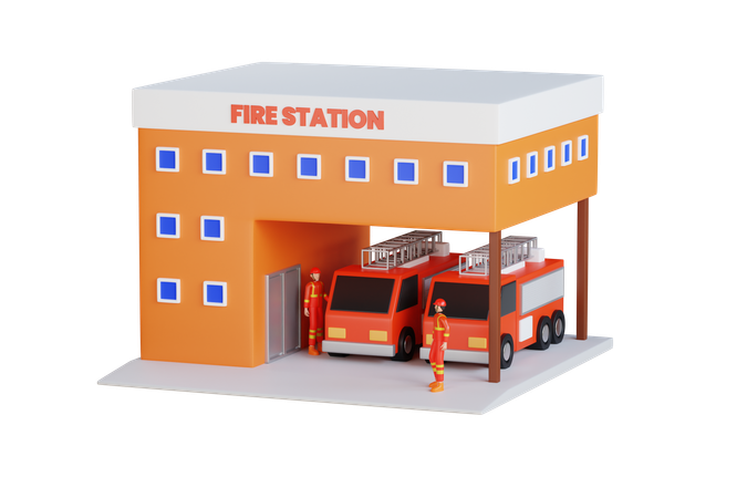 Fire Station Building  3D Icon