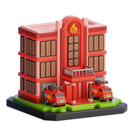FIRE STATION BUILDING  3D Icon