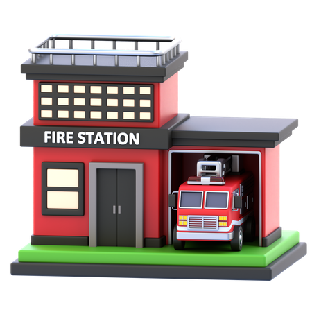 Fire Station Building  3D Icon