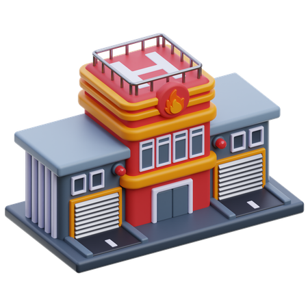 Fire Station Building  3D Icon