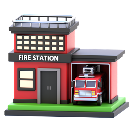 Fire Station Building  3D Icon